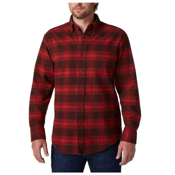 Pendleton Mason Red Plaid Cotton Flannel Button Down Mens Size Large - Picture 1 of 4